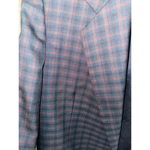 Lawman Classics Navy Maroon Plaid Lightweight Wool Blend Suit Jacket Blazer 42 - Picture 5 of 9